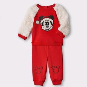 🎯nwt disney mickey mouse christmas baby outfit set